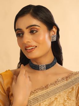 Nuyug - Zircon Floral Grace Blue and White Necklace Set