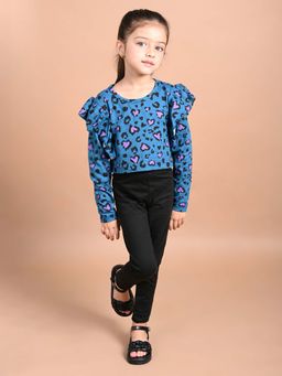 Lilpicks - All Over Printed Ruffle Full Sleeve Top with Legging (Set of 2)