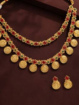 OOMPH - Kasumalai Laxmi Coin Temple Traditional Jewellery Set