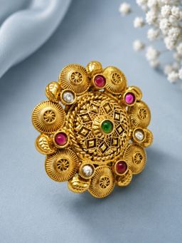 OOMPH - Gold Plating Ethnic Floral Design Wedding Ring