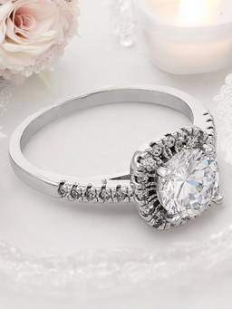 OOMPH - Silver Solitaire Cubic Zirconia Engagement Ring