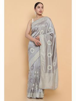 Soch - Women Grey Silk Embellished/Sequined Saree