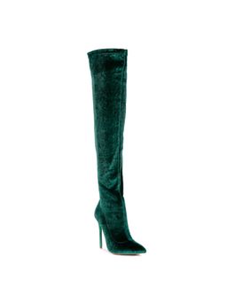 London Rag - Madmam Stretch High Heel Velvet Boot in Green