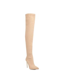 London Rag - Beige Stretch Stiletto Long Boots