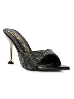 London Rag - Black Diamante Ballroom Stiletto Sandals