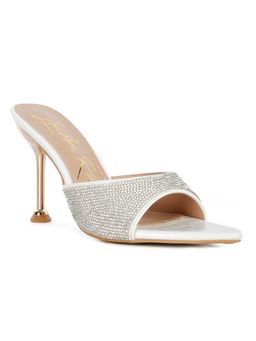 London Rag - White Diamante Ballroom Stiletto Sandals