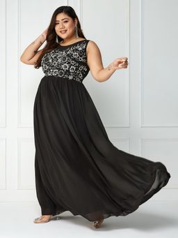 Miss Chase - A+ Curve Collection Plus Size Womens Black Maxi Dress