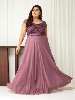 Miss Chase - A+ Curve Collection Plus Size Womens Mauve Maxi Dress