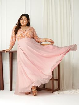 Miss Chase - A+ Curve Collection Plus Size Womens Dusty Peach Empire Maxi Dress