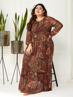Miss Chase - A+ Curve Collection Plus Size Womens Multicolored Relaxed Maxi Dress