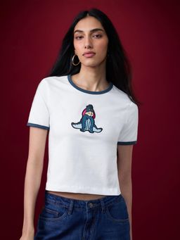 The Souled Store - Women White Embroidered T-Shirt