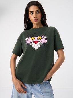The Souled Store - Women Green Oversized T-Shirt