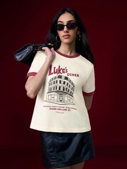 The Souled Store - Women Cream Printed T-Shirt