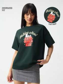 The Souled Store - Women Green Typography T-Shirt