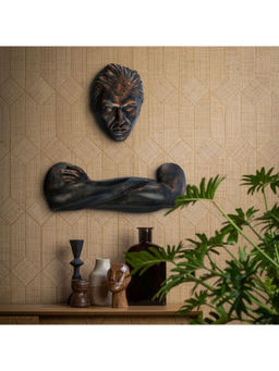 eCraftIndia - Man Face With Folded Hands Pose Antique Finish Handcrafted Polyresin Decorative