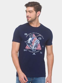 Being Human - Men Printed Navy Blue T-Shirt