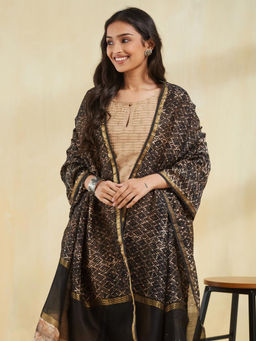 Fabindia - Women Black Printed Dupatta