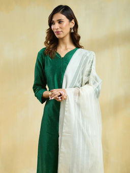 Fabindia - Women Off White Woven Dupatta