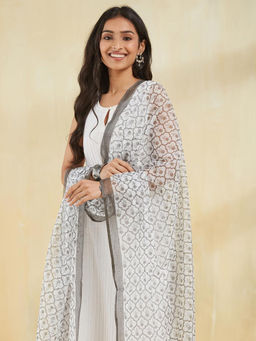 Fabindia - Women White Printed Dupatta