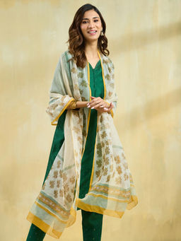Fabindia - Women White Printed Dupatta