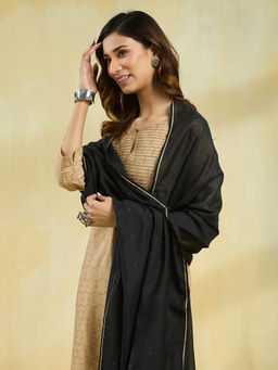 Fabindia - Women Black Embroidered Dupatta