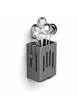 YELONA - Wall Mounted Plastic Utensil Organizer With Drain Tray - Grey
