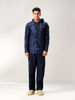 ZEEL - Waterproof Navy Blue Lightweight Rain Jacket With Pant (Set of 2)