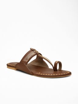 Signature Sole - Kolhapuri Chappal Brown Flat Sandals for Women