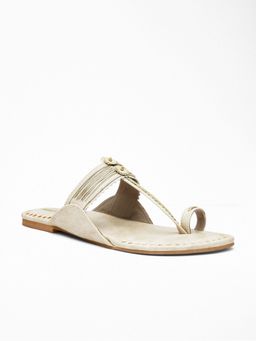 Signature Sole - Kolhapuri Chappal Off White Flat Sandals for Women
