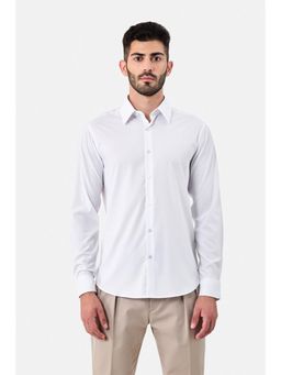 Snitch - White Solid Full Sleeves Slim Formal Luxe Shirt for Men