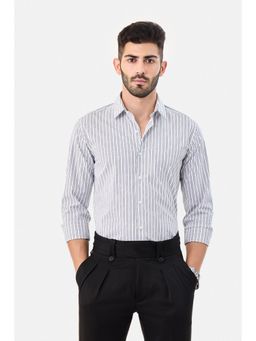 Snitch - White Stripes Full Sleeves Slim Formal Shirt for Men