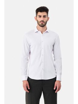 Snitch - White Solid Full Sleeves Slim Formal Shirt for Men