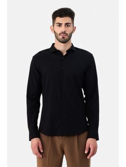 Snitch - Black Solid Full Sleeves Slim Formal Shirt for Men