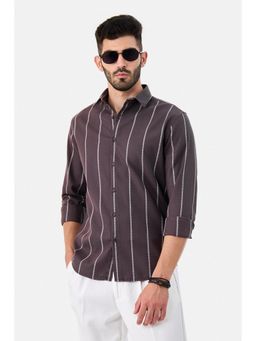 Snitch - Mauve Stripes Full Sleeves Slim Casual Shirt for Men