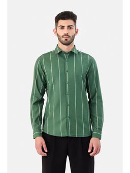 Snitch - Green Stripes Full Sleeves Slim Casual Shirt for Men