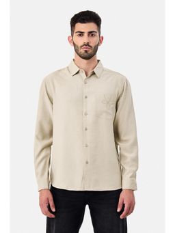 Snitch - Beige Solid Full Sleeves Regular Casual Shirt for Men