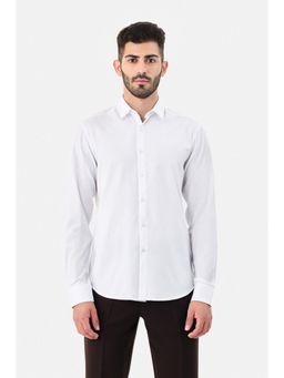 Snitch - White Textured Full Sleeves Slim Formal Shirt for Men