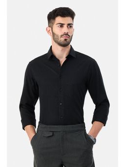 Snitch - Black Textured Full Sleeves Slim Formal Shirt for Men