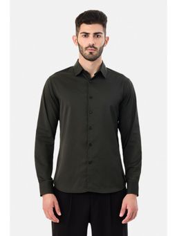 Snitch - Olive Solid Full Sleeves Slim Formal Shirt for Men