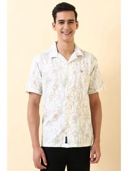 Allen Solly - Men White Relaxed Fit Print Half Sleeves Casual Shirt