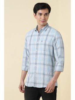 Allen Solly - Men Light Blue Check Full Sleeves Casual Shirt