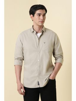 Allen Solly - Men Beige Solid Full Sleeves Casual Shirt