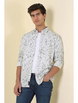 Allen Solly - Men White Print Full Sleeves Casual Shirt