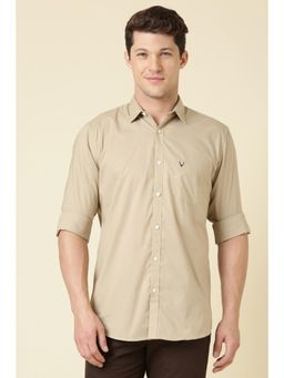 Allen Solly - Men Khaki Slim Fit Solid Full Sleeves Casual Shirt