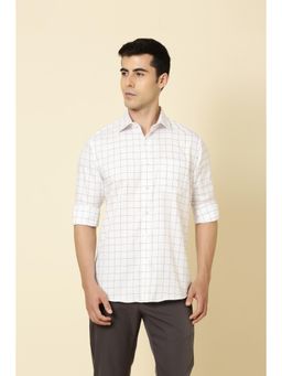 Allen Solly - Men White Slim Fit Checked Full Sleeves Casual Shirt