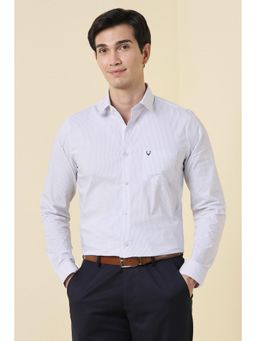 Allen Solly - Men White Stripe Full Sleeves Formal Shirt