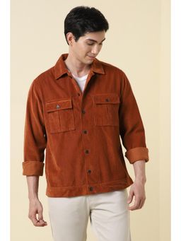 Allen Solly - Men Rust Relaxed Fit Solid Full Sleeves Casual Shirt
