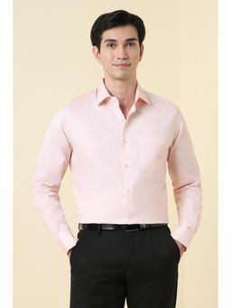 Allen Solly - Men Peach Textured Full Sleeves Formal Shirt