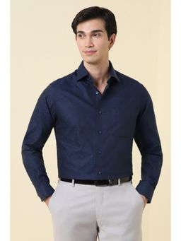 Allen Solly - Men Navy Textured Full Sleeves Formal Shirt