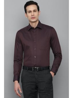 Louis Philippe - Men Maroon Solid Full Sleeves Formal Shirt